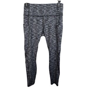 Phisockat Black‎ White High Waist Workout Athletic Leggings Pockets Large
